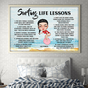 Surfing Life Lessons Personalized Surfing Canvas Print - Poster & Canvas - GoDuckee