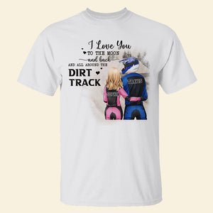 Motocross Couple I Love You To The Moon And Back - Personalized Shirt - Gift For Motocross Couples - Shirts - GoDuckee