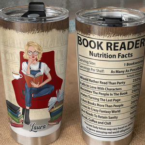 Personalized Reading Girl Tumbler - Reader Nutrition Facts - Tumbler Cup - GoDuckee