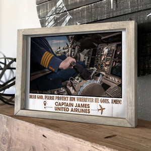 Dear God Please Protect Him Wherever He Goes, Pilot Aircraft Cockpit Canvas Poster - Poster & Canvas - GoDuckee