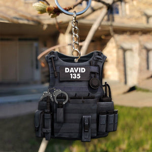Police Bulletproof Vest - Personalized Flat Keychain - Gift for Police - Keychains - GoDuckee