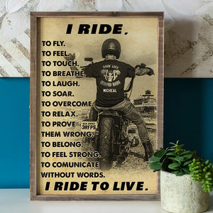 Personalized Motorcycle Poster - I Ride To Live - Poster & Canvas - GoDuckee