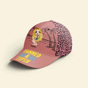 Beach Friends Tanned And Tipsy, Personalized Bikini Girl Classic Cap, Gift for Besties - Classic Cap - GoDuckee