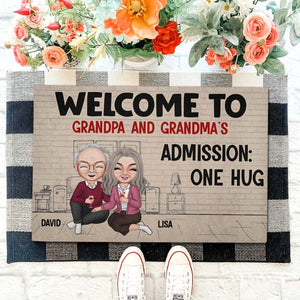 Welcome To Our Home, Admission One Hug, Personalized Grandparent Doormat - Doormat - GoDuckee