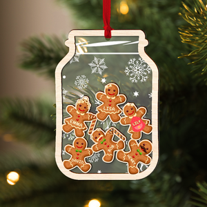 Gingerbread Cookie Family Personalized 2 Layered Mix Ornament - Ornament - GoDuckee