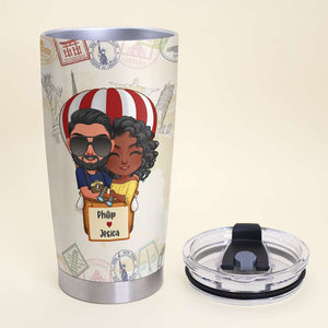 Husband And Wife Travel Partners For Life Personalized Tumbler Cup, Gift For Travel Couple - Tumbler Cup - GoDuckee