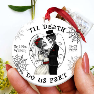 Couple Till Death Do Us Part, Personalized Ceramic Ornament - Ornament - GoDuckee
