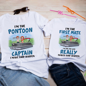 Personalized Pontoon Couple Shirts - I Am The Pontoon I Am The First Mate - Shirts - GoDuckee