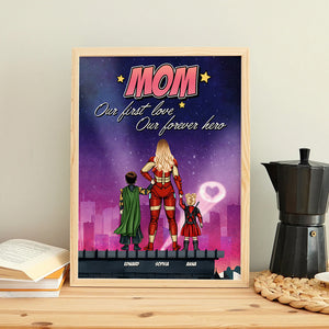 Super Mom. First Love, Forever Hero - Personalized Canvas Print - Mother's Day Gift For Mom - Poster & Canvas - GoDuckee