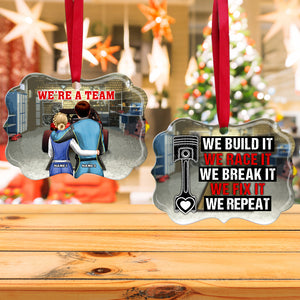 We're A Team, Build It, Race It - Personalized Couple Ornament - Valentine Gift, Christmas Gift For Dirt Track Racing Couple - Ornament - GoDuckee