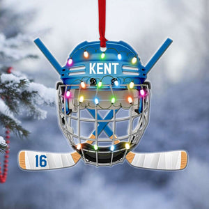 Ice Hockey Helmet, Personalized Ornament, Christmas Tree Decor - Ornament - GoDuckee