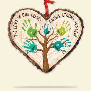 Family Love Grows Strong And Deep, Personalized Wood Ornament - Ornament - GoDuckee