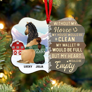 Without My Horse My House Would Be Clean, Personalized Wood Ornament, Christmas Gift For Horse Lovers - Ornament - GoDuckee