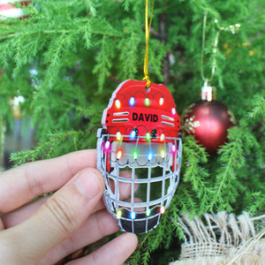 Ice Hockey Helmet With Cage - Personalized Christmas Ornament - Gifts for Ice Hockey Lovers - Ornament - GoDuckee