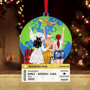 Personalized Travel Friends Ornament, Custom Boarding Card, Christmas Tree Decor - Ornament - GoDuckee