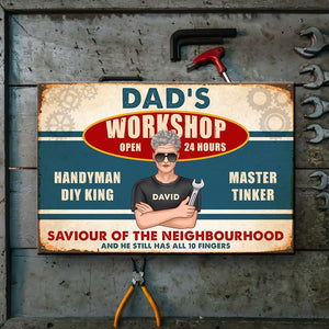 Personalized Fixing Dad Metal Sign - Saviour of The Neighbourhood - Metal Wall Art - GoDuckee