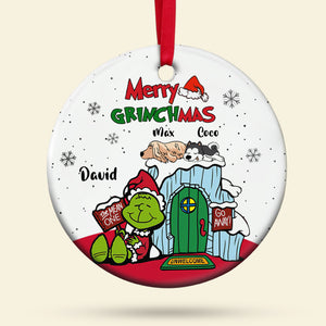 Merry Grinchmas Personalized Dog Ornament, Gift For Dog Lovers - Ornament - GoDuckee