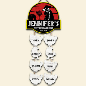Chicken Coop Sign, Personalized Poultry Farming Wood Sign, Tiny Dinosaur Coop - Wood Sign - GoDuckee