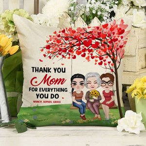 Thank You Mother's Day, Mom And Children Personalized Square Pillow - Pillow - GoDuckee