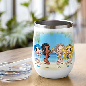 Bikini Sister Dolls - Personalized Wine Tumbler - Drinking We're Always Together - Wine Tumbler - GoDuckee