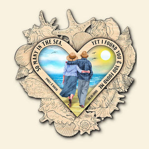Old Couple Walking On Beach - Personalized Couple Wood Sign - You Found Me - Wood Sign - GoDuckee