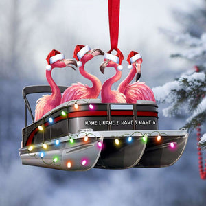 Pontoon Flamingo Christmas - Personalized Christmas Ornament - Gift for Pontoon Lovers - Ornament - GoDuckee