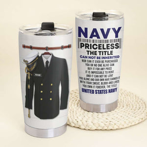 Personalized Navy Tumbler - The Title Cannot Be Inherited - Uniform On Hanger - Tumbler Cup - GoDuckee