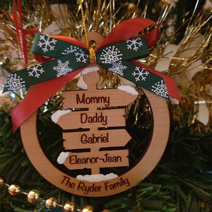 Signpost Family Christmas, Personalized Wood Shape Ornament Christmas Gift For Family - Ornament - GoDuckee