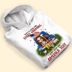 She's A Good Girl Loves Farming Personalized American Farmer Shirt Gift For Farming Lovers - Shirts - GoDuckee