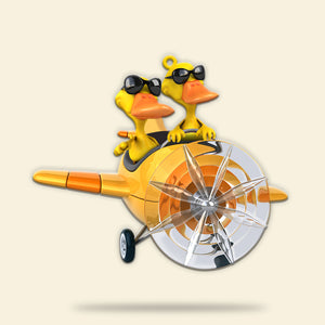 Personalized Pilot Duck Couple Keychain - Custom Name - Keychains - GoDuckee