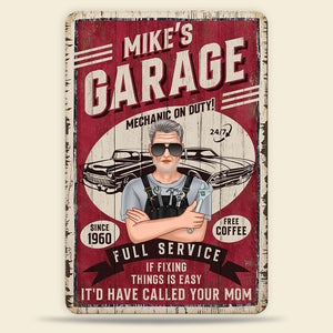 Mechanic On Duty, Personalized Auto Mechanic Metal Sign - Metal Wall Art - GoDuckee