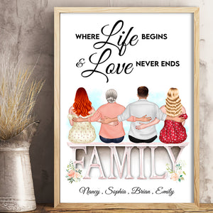 Family Where Life Begins And Love Never Ends, Personalized Family Canvas Poster, Gift For Family - Poster & Canvas - GoDuckee