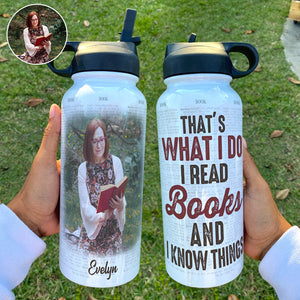 Custom Reading Photo Water Bottle - She Lived Happily Ever After - Water Bottles - GoDuckee