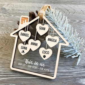 Family This Is Us Our Life Our Story Our Home, Personalized 2 Layered Mix Ornament - Ornament - GoDuckee