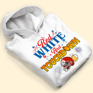 Red White And Touchdown Personalized Football 4th Of July Shirt Gift For Football Lovers - Shirts - GoDuckee