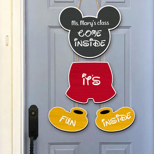 Come Inside It's Fun Inside Personalized Teacher Pallet Wood Sign Gift For Teacher - Wood Sign - GoDuckee