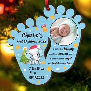 Baby Blessing Keepsake Newborn First Christmas, Personalized Wood Ornament, Christmas Gift - Ornament - GoDuckee