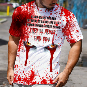 Horror Shirt Ideas For Horror Movies Lover, They'll Never Find You Crossed Eyes Pattern - AOP Products - GoDuckee