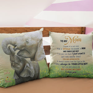 Elephant Mother's Day Gift, To My Mom Personalized Square Pillow - Pillow - GoDuckee