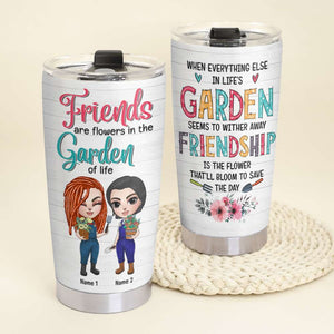 Personalized Gardening Tumbler - Girl Dolls, Friendship Is The Flower That'll Bloom To Save The Day - Tumbler Cup - GoDuckee