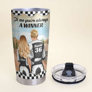 Personalized Motocross Couple Tumbler - I Will Always Be Your Biggest Fan - Couple Shoulder to Shoulder - Tumbler Cup - GoDuckee