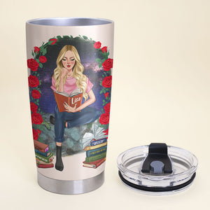 Personalized Tumbler Cup - To The Stars Who Listen & The Dreams That Are Answered - Reading Book Girl - Tumbler Cup - GoDuckee