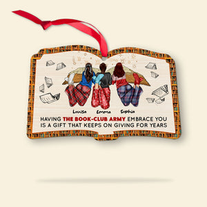 Bestie Book - Club Army, Personalized Book-shape Wood Ornament for Book Lovers - Ornament - GoDuckee