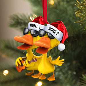Couple Duckies Playing Guitar - Personalized Christmas Ornament - Christmas Gift For Couple - Ornament - GoDuckee