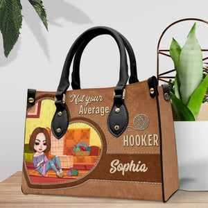 Knitting Not Your Average Hooker, Personalized Knitting Girl Leather Bag, Gift for Craft Girls - Leather Bag - GoDuckee