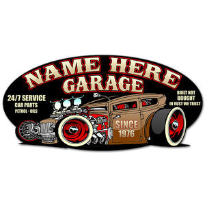 Custom Hot Rod Garage's Name Metal Sign - Built Not Bought, In Rust We Trust Fol6-Vd2 - Metal Wall Art - GoDuckee