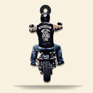 Biker Keychain - Custom Name - Biker Back View - Keychains - GoDuckee