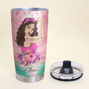 Breast Cancer Awareness Month Personalized Strong Woman Tumbler - Strength Is What We Gain From The Madness We Survive - Tumbler Cup - GoDuckee