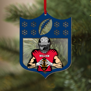 American Football Player Pose Personalized 2 Layered Mix Ornament - Ornament - GoDuckee