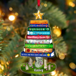 Stack Of Books, Personalized Book Ornament, Gift For Book Lovers - Ornament - GoDuckee